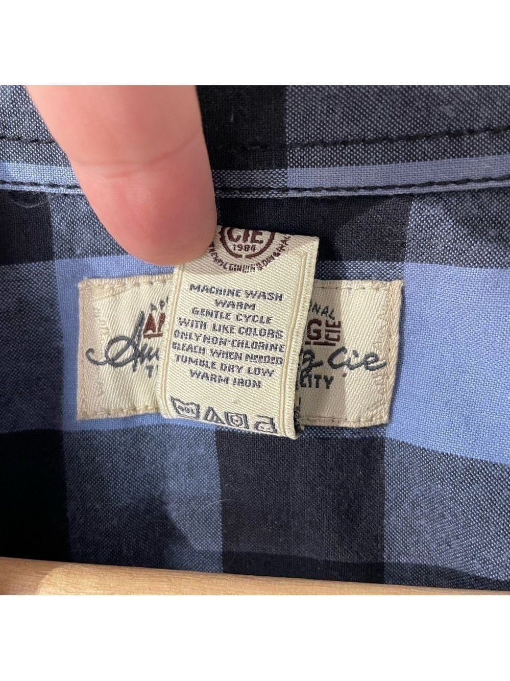 American Rag Button Down Shirt Mens XXL Blue Black Check Western Casual EUC - Picture 8 of 9